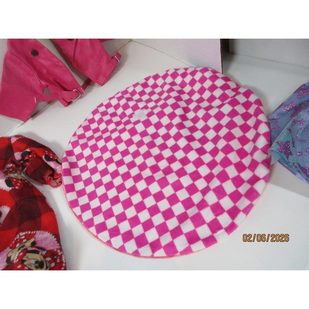 18 Inch Doll Clothes Lot Minnie Mouse Peppa Pig Gingham Dress Pink Moto Jacket - Picture 6 of 12